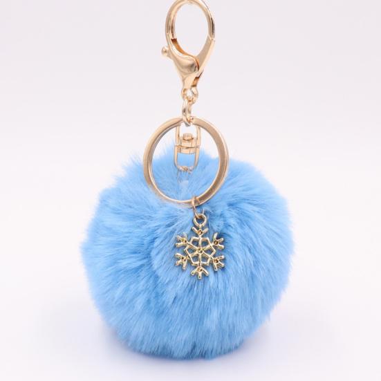 Snowflake Fluffy Pompom Ball Key Chain Ring Holder Car Bag Ornament Keychain