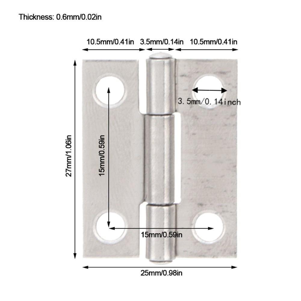 10pcs Silver Cabinet Door Hinges Stainless Steel Foldable Hinges Small Hinges  Household Use