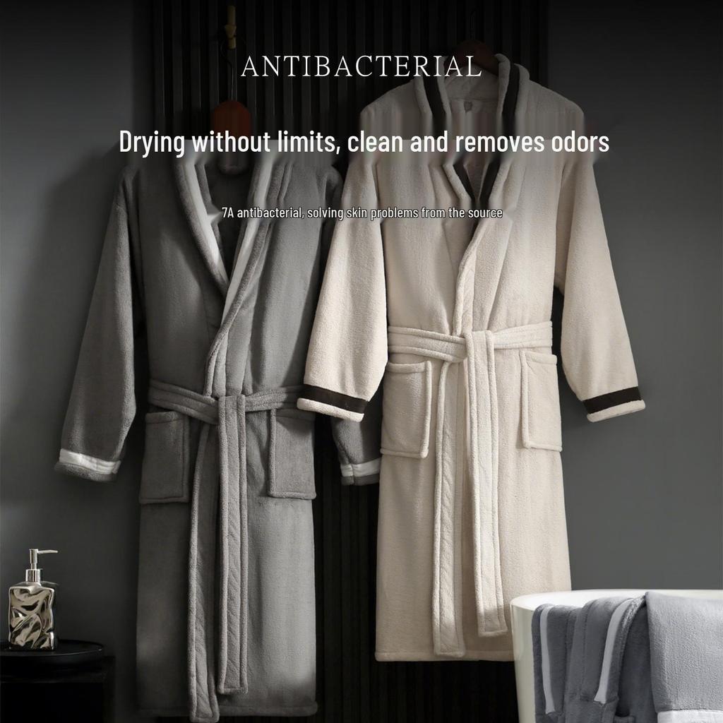 7A Antibacterial Quick-Dry Bathrobe, Water Absorbent Cotton Blend for Couples, Suitable for Adult Men and Women, Perfect for Autumn and Winter.