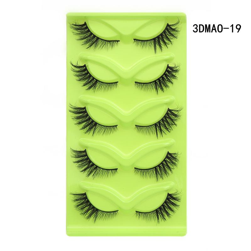 XF 5 Pairs Fox Eye Lashes 3D Silk Fluffy Faux Mink False Cat Eyelashes Custom Packaging Box with Private logo
