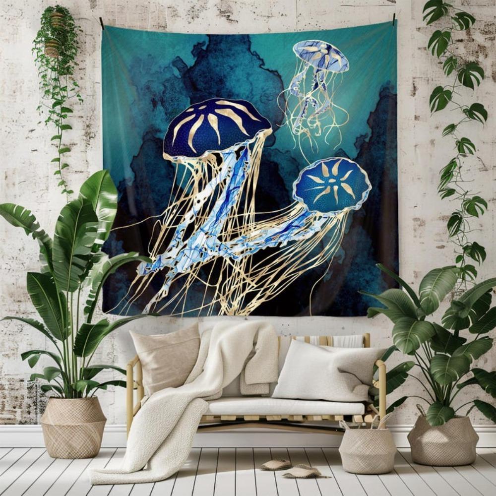 Jellyfish Tapestry Multiple Sizes HD Print Abstract Underwater Sea Creature Ocean Soft Polyester Bedroom Living Room Wall Decor