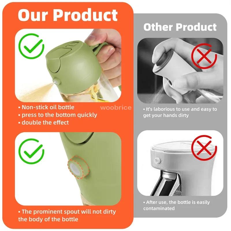 2 in 1 Oil Sprayer Spray Sprayer Oil Dispenser Kitchen Spray Oil Bottle for Olive Oils Cooking Frying BBQ Camping Large Capacity