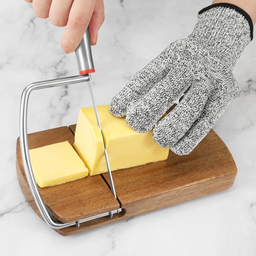 Multipurpose Cheese Slicer Cutter, Acacia Wood Cheese Slicers Board with Blade for Block Cheese, Effortless Slicing, Guillotine Sausage Ham Biltong