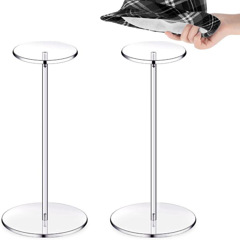 Acrylic Cap Display Stand Transparent Multi-use Wig Hat Riser Bracket for Retail Store Home Salon Organization