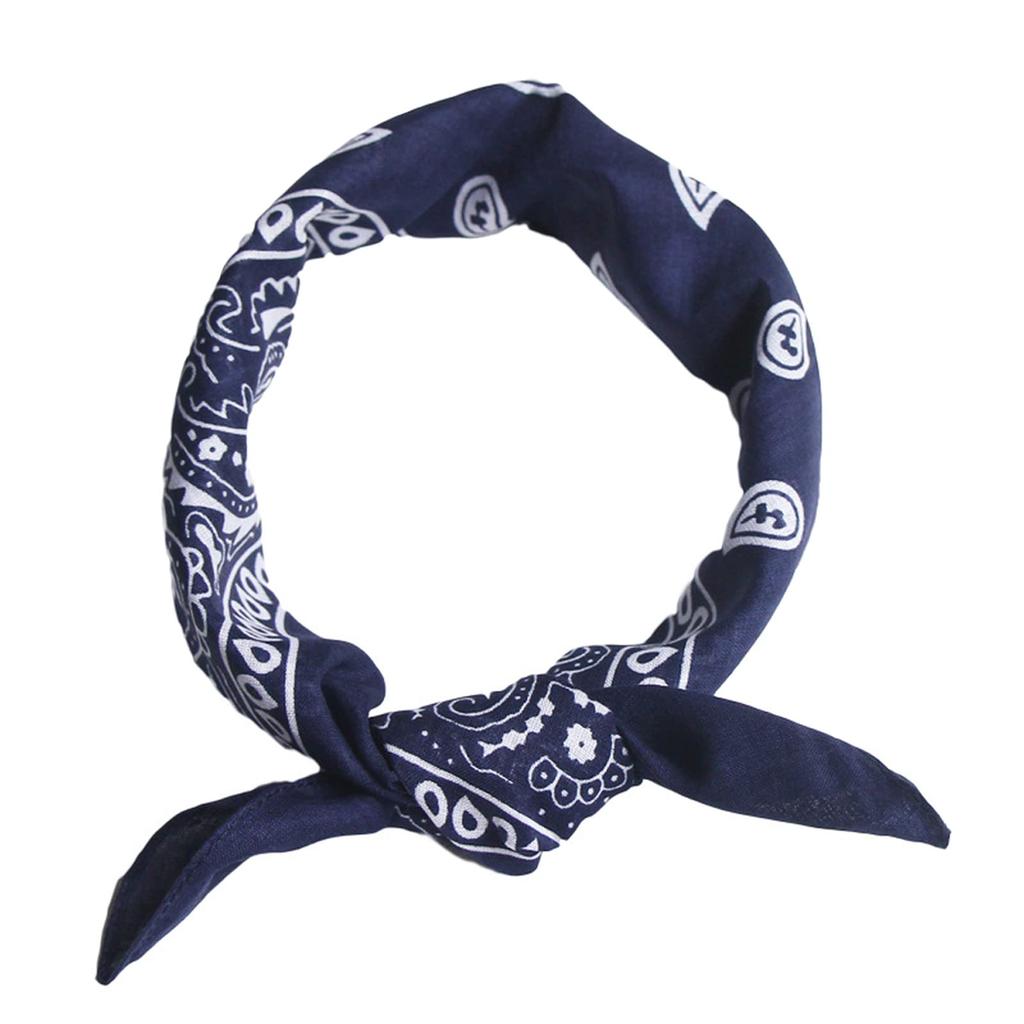 Trifong Bandana Navy 100% Cotton Adult Paisley Handkerchief Dark Blue Unisex Large 55cm x 55cm