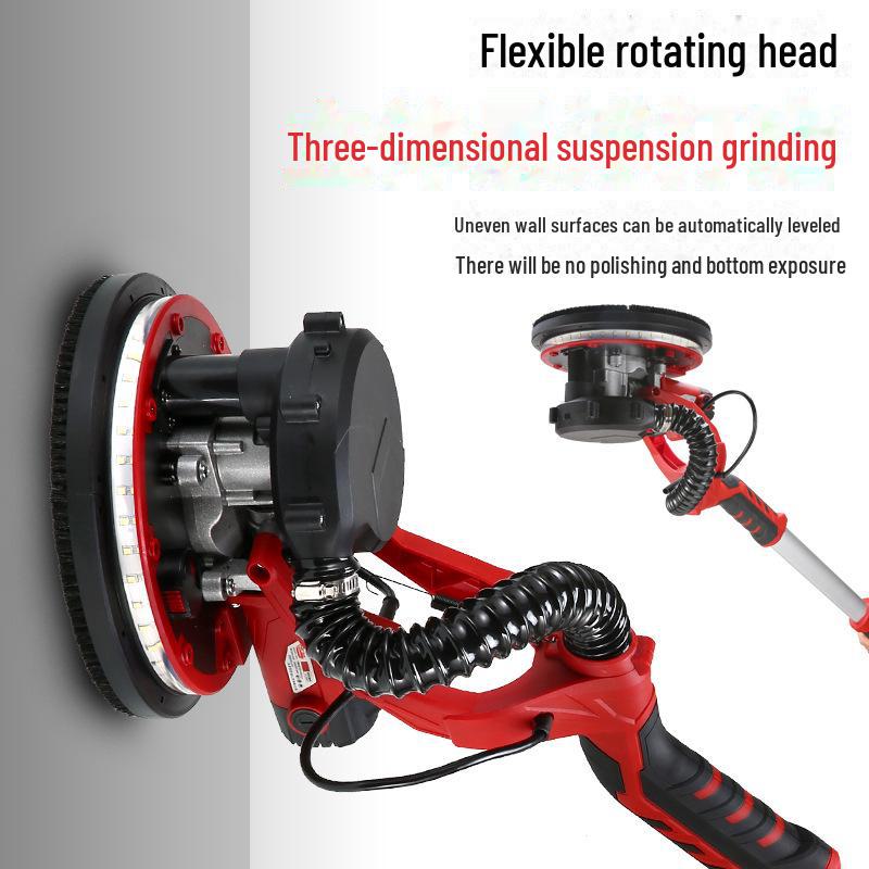 Customizable 225mm Self-Vacuuming Wall Putty Sandpaper Grinder with Light and Long Pole