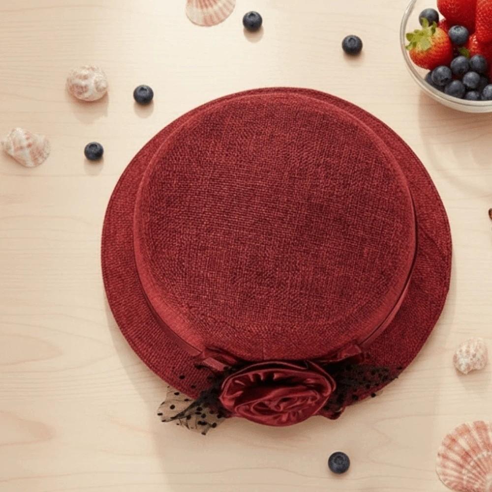 Breathable Flower Sun Fisherman Hat Sunscreen Linen Sunshade Basin Cap  Outdoor