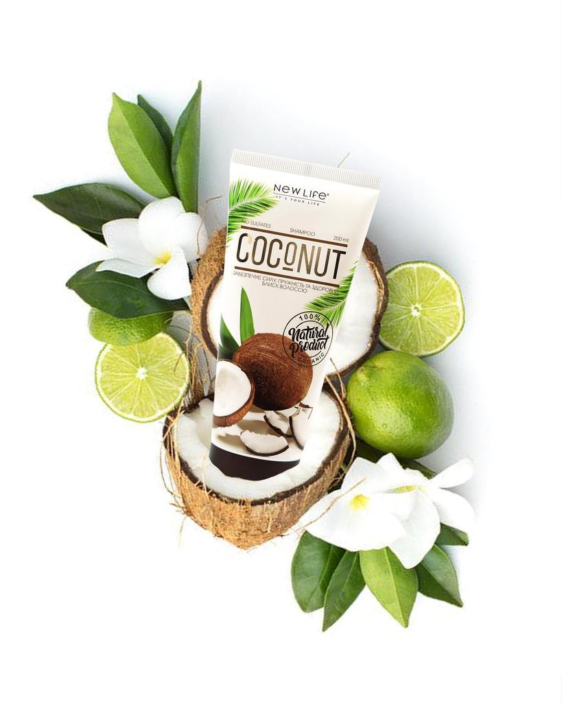 Shampoo Coconut New Life, natürlich, organisch, sulfatfrei
