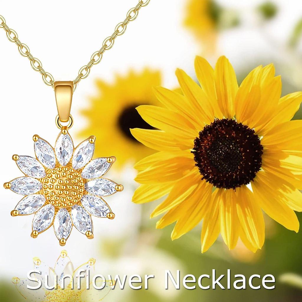 Trendy Sunflower Zircon Necklace: Elegant Clavicle Chain in Light Luxury Minimalist Design