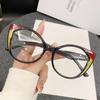 European American Cat Eye Anti-blue Light Women's Color Block Glasses