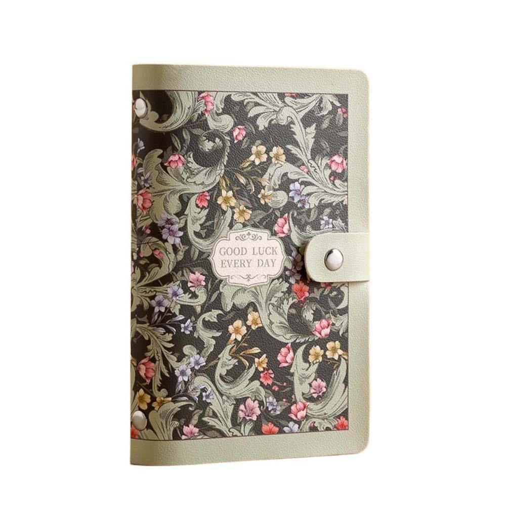 A6 Cash Budget Ledger Flower Printed Leather Savings Book Button Notebook for Money  Office