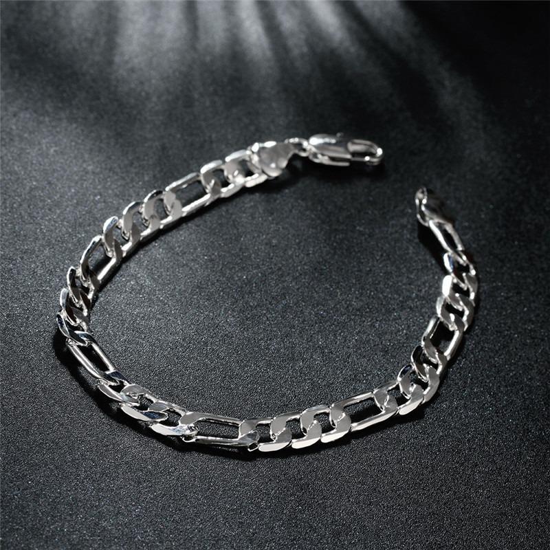 925  Silver 6MM Chain Bracelets For Women Men Fashion Simple Geometric Hollow Lobster Clasp Bracelet Engagement Jewelry