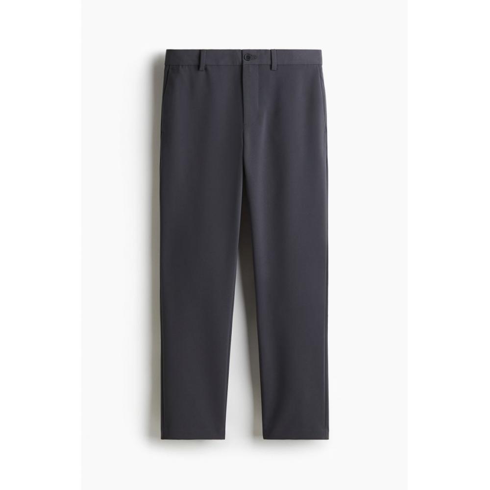 H M Cropped Trousers sliM Fit Dark Grey