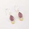 Purple Cat's Eye Gemstone 925 Sterling Silver Jewelry Handcrafted Earrings 1.5" EE-162-36