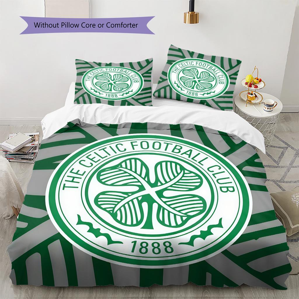 Juego de Funda Nórdica y Colcha del Celtic Football Club Funda de Colcha Funda de Almohada Decoración del Hogar Regalo de Cumpleaños (1 * funda nórdica + 2 * fundas de almohada, sin núcleo)