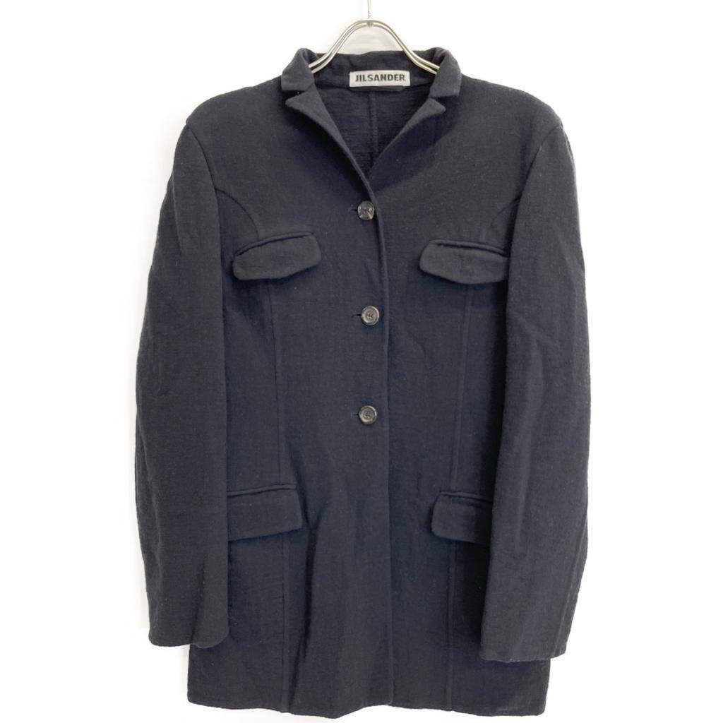 JIL SANDER Navy wool mohair shrunken stand collar jacket Jacket 36 NavyUsed