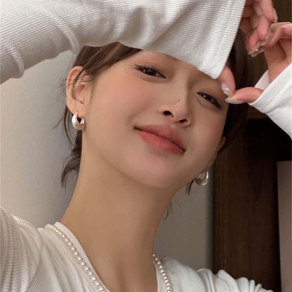 Elegant Circle Earrings 925 Silver Needle Silver Ear Buckles Brilliant Golden Round Earrings  Girls