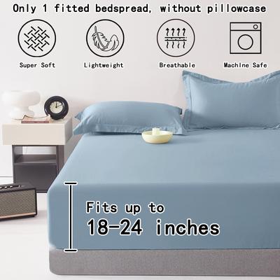 1 Ultra Deep Pocket Bed Sheet, Bedroom Sky Blue Frosted Bed Sheet, Soft And Breathable Bedding (Suitable For 45-60Cm Mattresses)