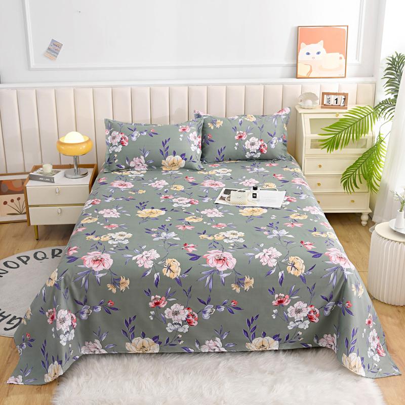 Red Flower Printed Flat Bed Sheets for Double Bed Single/Queen/King Reactive Printed Top Sheets for Beds sabanas cama 150x200