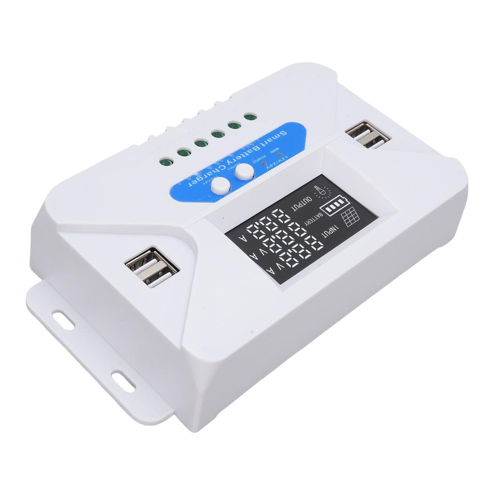 Adaptive Solar Charge Controller Solar Panel Regulator with LCD Display 4 USB Ports Aluminum Plate