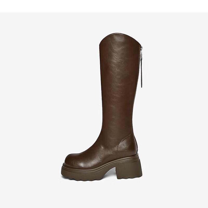 BASTO Women s Winter Chunky Heel V-Cut Riding Boots F2181DG5 40