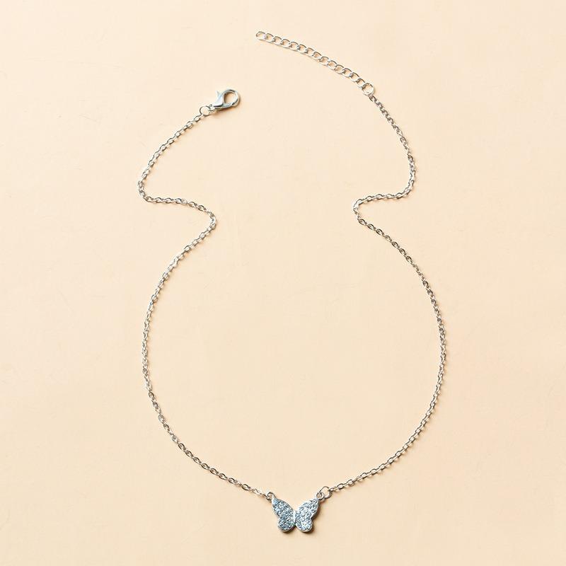Butterfly necklace new full diamond jewelry simple fashion versatile pendant women's niche collarbone chain