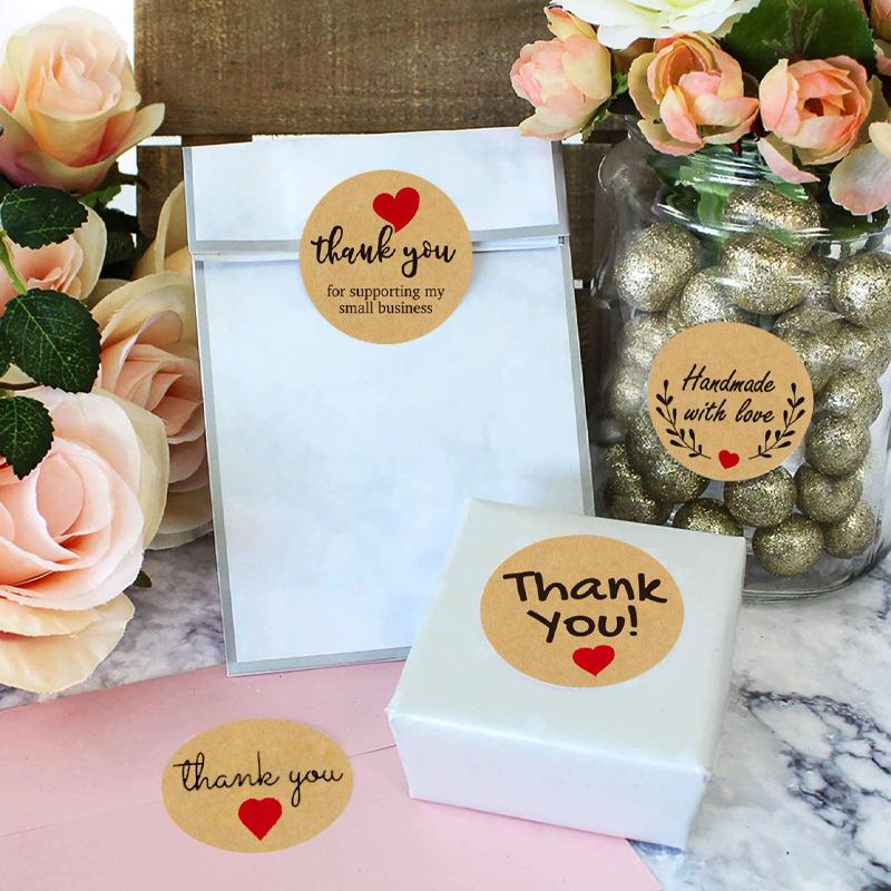 500 Kraft Paper Thank You Sealing Stickers for Handmade Dessert and Cake Gifts