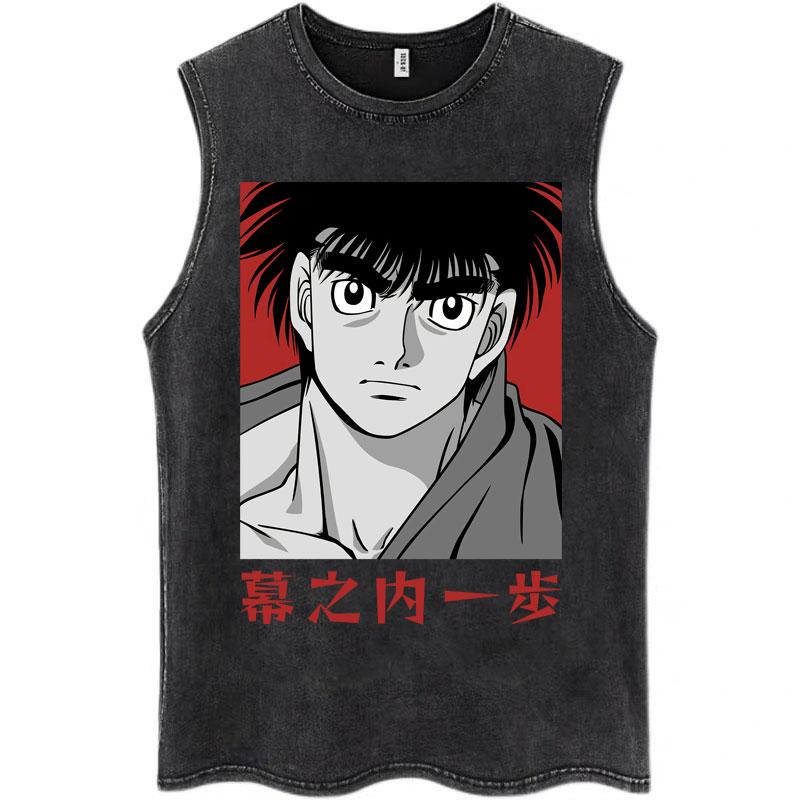 

Washed Anime Hajime No Ippo Tank Tops Kamogawa Boxing Gym Men Women Makunouchi Takamura T Shirts 3XL