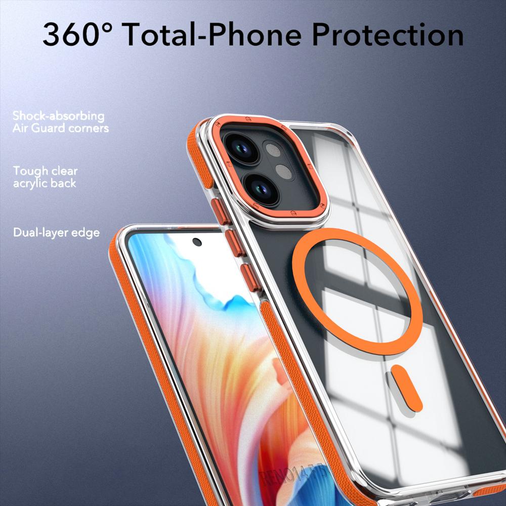 KEYSION HD Transparent Magnetic Case for MagSafe for OPPO Reno 14 F 5G 13 F 4G 12 F 5G Clear Shockproof Phone Back Cover