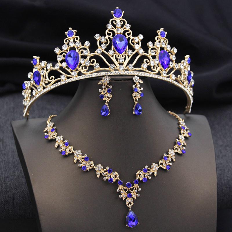 3Pcs Crown Bridal Jewelry Sets for Women Princess Tiaras and necklace earrings Prom Birthday Wedding Tiaras and Crowns Set