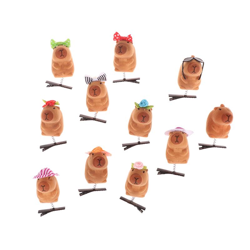 3 Stück Beflockung Lustige 3D Capybara Feder Plüsch Haarnadel Tier Lieblich Haarspange Accessoires Kopfschmuck