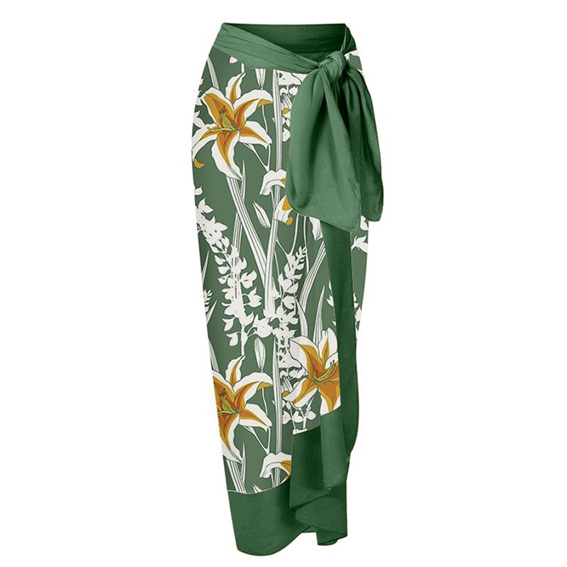 European and American Holiday Floral Tie-Up Beach Dress - Women's Skirt Style