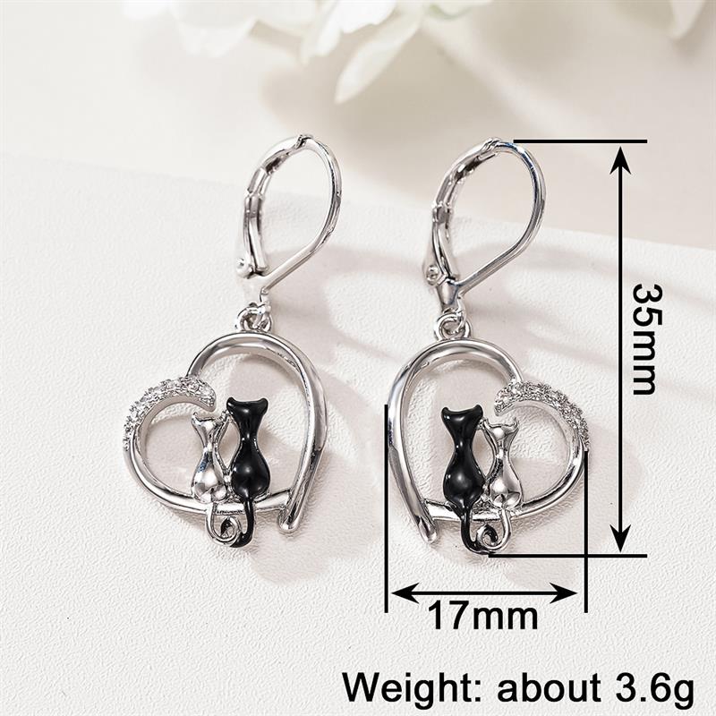 Huitan Fashion Women Drop Earrings Heart Cute Cat Shaped Wedding Party Accessories Inlaid Shining Cubic Zirconia Chic JewelryGood product