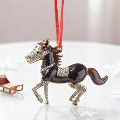 Vianočná ozdoba poník kamienková zvieratníková kôň prívesok na stromček trblietavé sviatočné kúzlo šťastie kôň téma dekorácia