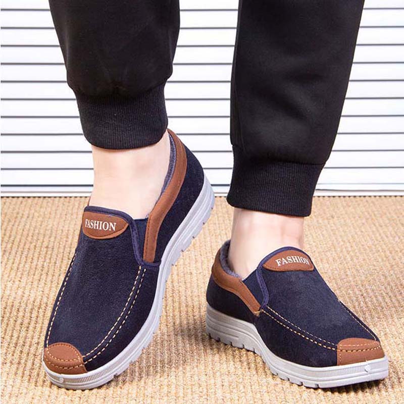 Cotton Shoes Men's Winter Thick Warm Shoes Middle-aged and Elderly Lining Plus Velvet Non-slip Men's Warm Cotton Shoes
