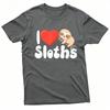 I Love Sloths Heart Cartoon Print Unisex Cotton T Shirt Lazy Sloth Design Summer Short Sleeve Relax Streetwear Tees