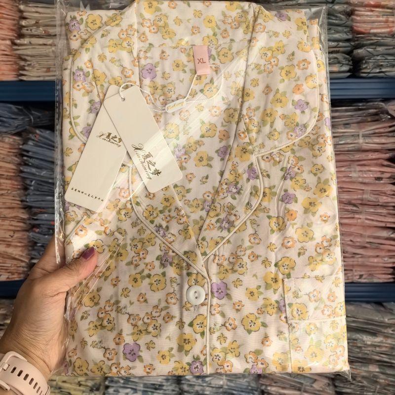 Summer Pajamas Women's Cotton Silk Short Sleeve Thin Suit K-style Homewear Cute Student Loose Plus Size Can Be Outwear