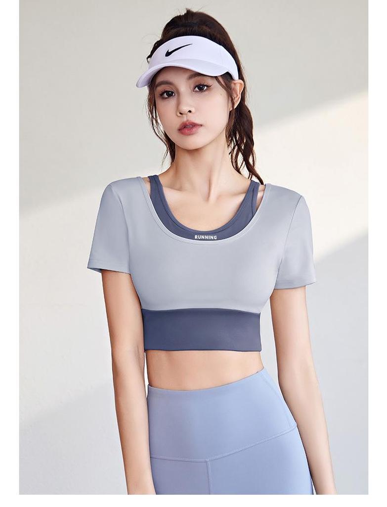 Juyitang Two-in-One Colorblock Yoga Suit - Bra-Free Fitness Apparel