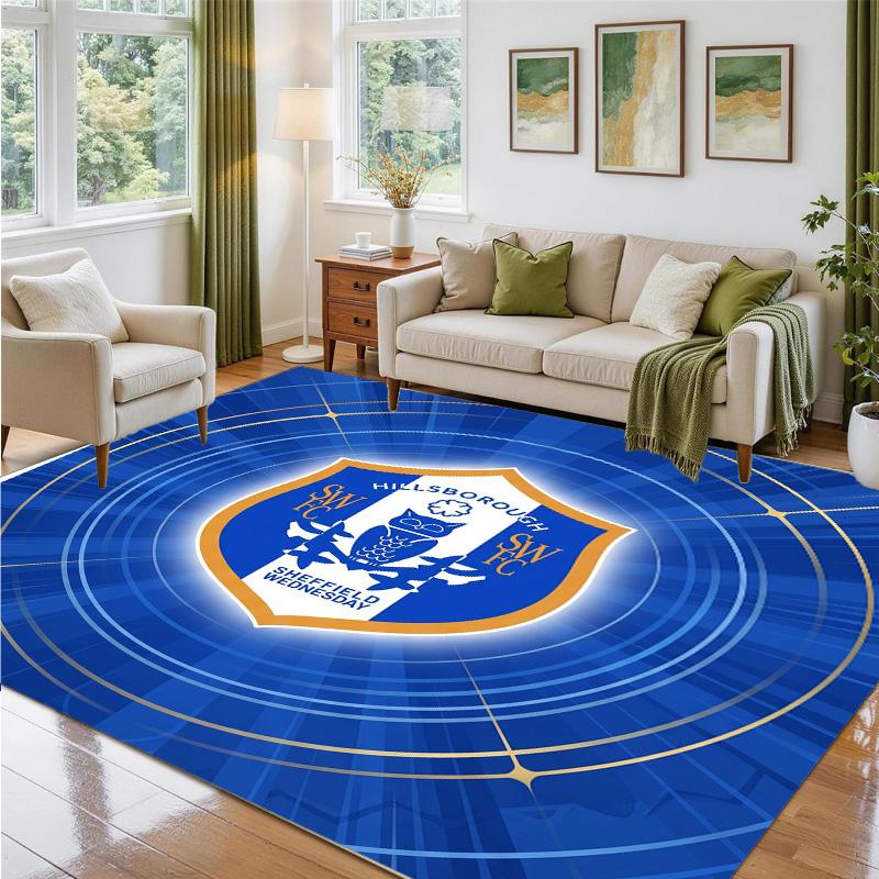 Sheffield Wednesday Design Crystal Velvet Rug Soft Decorative Mat for Bedroom Entrance