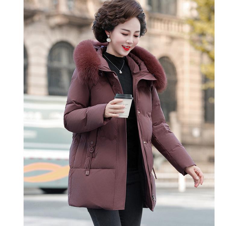 

Cotton-padded Jacket Mother s New Thick Western Style Long Winter Cotton-padded Coat Winter Coat Middle-aged and Elderly Women s Cotton-padded Jacket. L