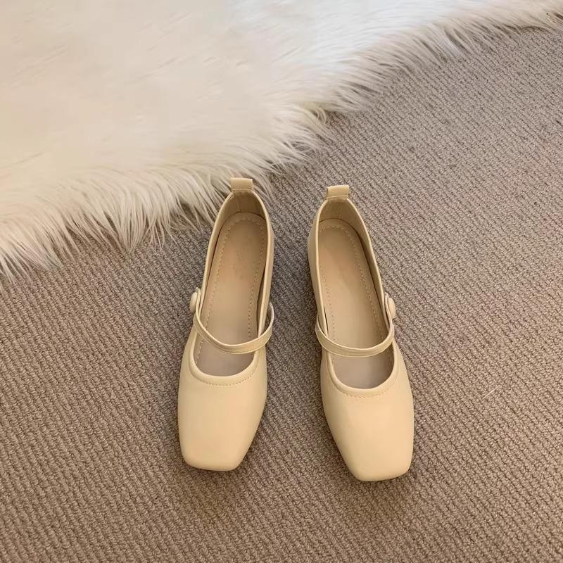 Evening French gentle wind single shoes women's shallow mouth square head thick heel with skirt fairy style versatile work soft sole women's shoes