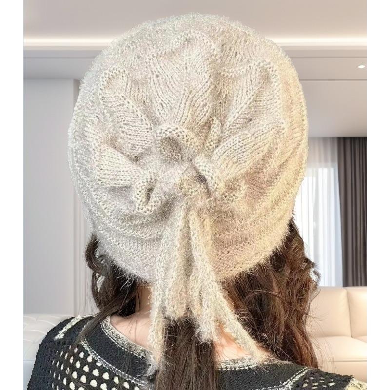 Hats, Ladies' Hats, Pullover Hats, Drawstring Style, Stacked Hats, Double-layer, Warm, Knitted, Woolen Hats