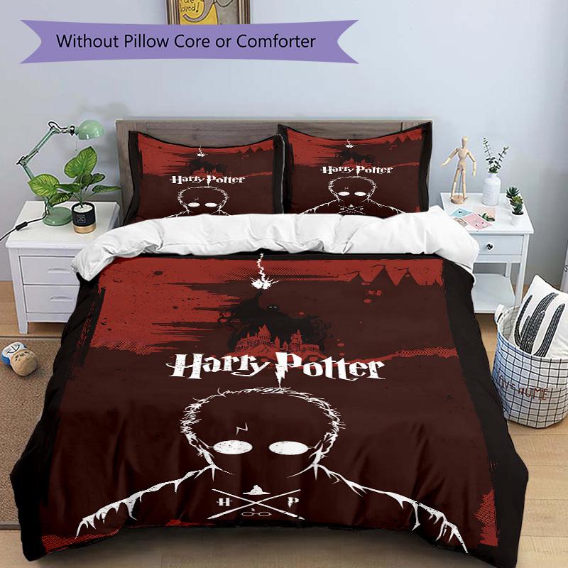 3pcs bedding set Harry Potter Includes 1 Comforter + 2 Pillowcases, Without Pillow Inserts, Soft Comfortable, Lightweight Breathable, Printe