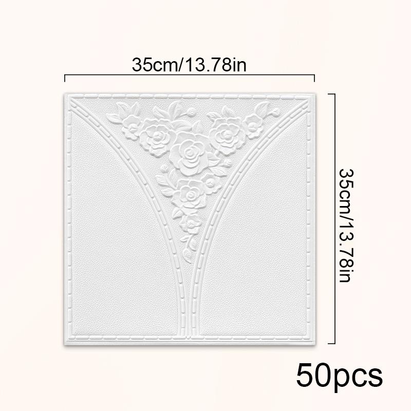 50PCs Foam Wall Paper Home Decor Self-adhesive Waterproof 3D Wall Sticker DIY Wallpaper Bricks Bedroom 35x35cm