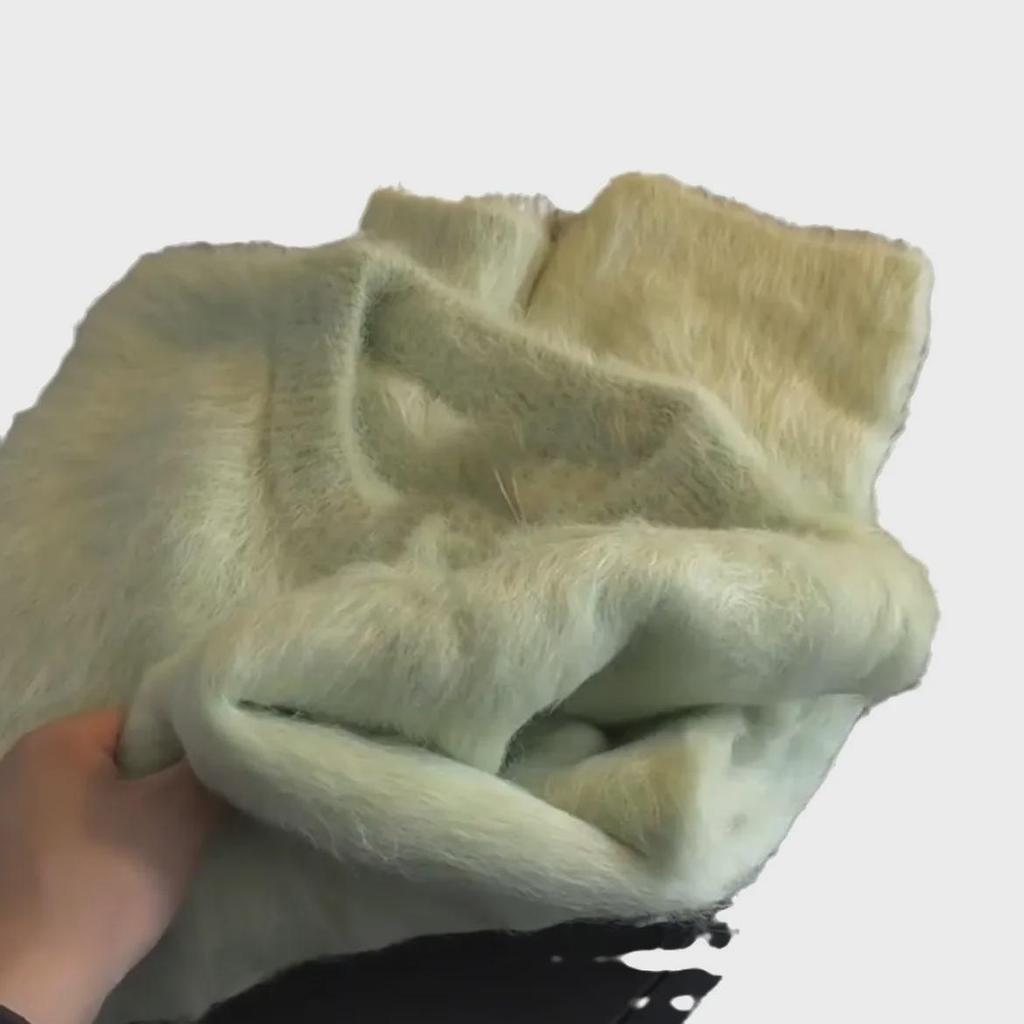 Elegant Green Mohair Sweater for Women - Winter Thickened, Luxurious Feel, Beautiful Mink Wool Pullover