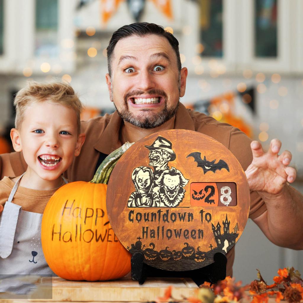 2023 Halloween Advent Calendar,Wooden Desk Countdown Calendar To Halloween,Home Table Decorations Halloween Gifts