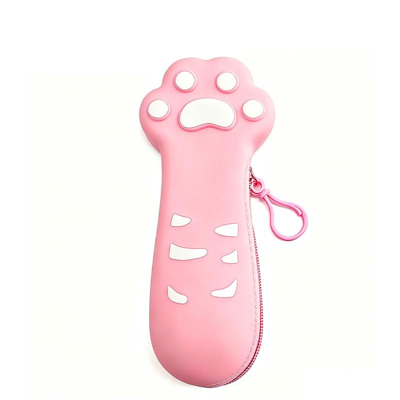 1Pcs Silicone Cat Paw Pencil Case Cute Easy to Clean Stationery Bag for School Students Kids Girls Boys