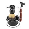 Manual Shaving Set, 4Pcs Shaving Kit   Stainess Steel Stand Set, Bowl Mens Holder Brush Bowl Set Brush and Men S     Bathroom