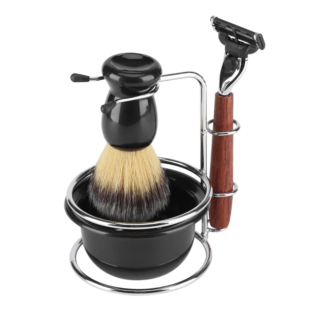 Manual Shaving Set, 4Pcs Shaving Kit   Stainess Steel Stand Set, Bowl Mens Holder Brush Bowl Set Brush and Men S     Bathroom