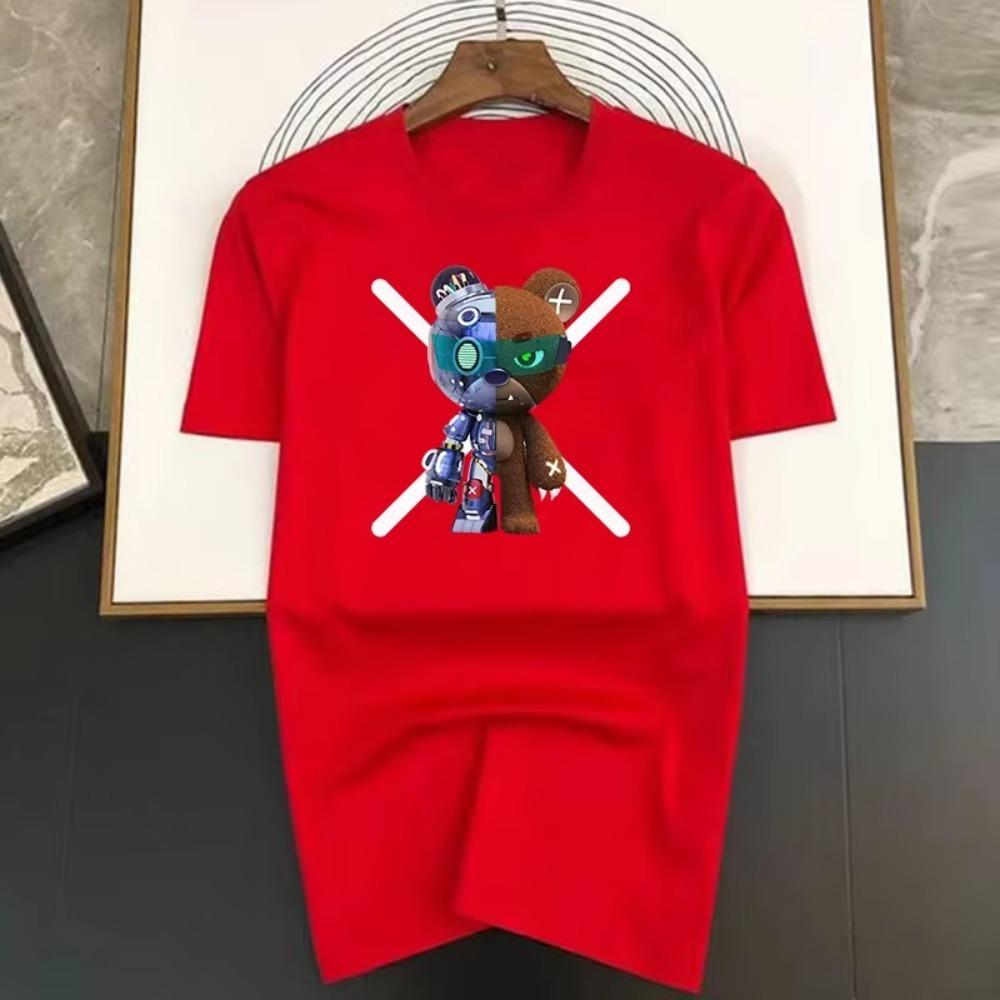 High Quality Cotton Hot Robot Bear Print Luxury T Shirt Men New Brand Fashion Cool Designer T-shirts Casual Streetwear Tops